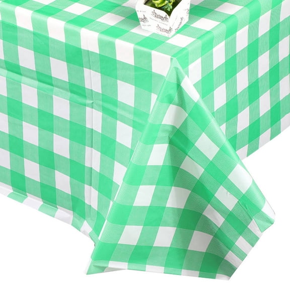 AUQ 2026 New 6Pcs Table Cloth Eco Friendly Rectangle Tablecloth Stain Resistant Plastic Table Cloth Disposable for Bbqs and Picnics for Dining Outdoor Parties Green
