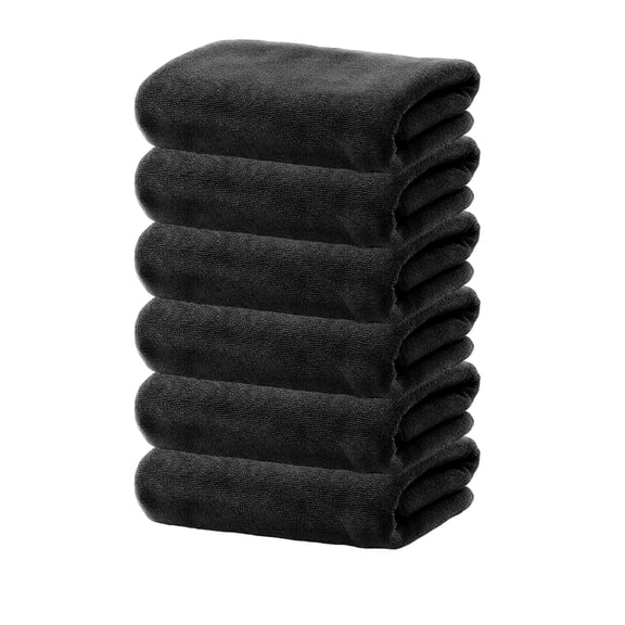 AUQ 2026 New 6Pcs Wash Cloth,Structured Loop Stitch Finish Face Wash Cloth,Rapid Liquid Evaporation Wash Cloths for Your Face,Black,11.8111.810.39In for Bathroom, Spa, Gym, Travel, Daily Use.