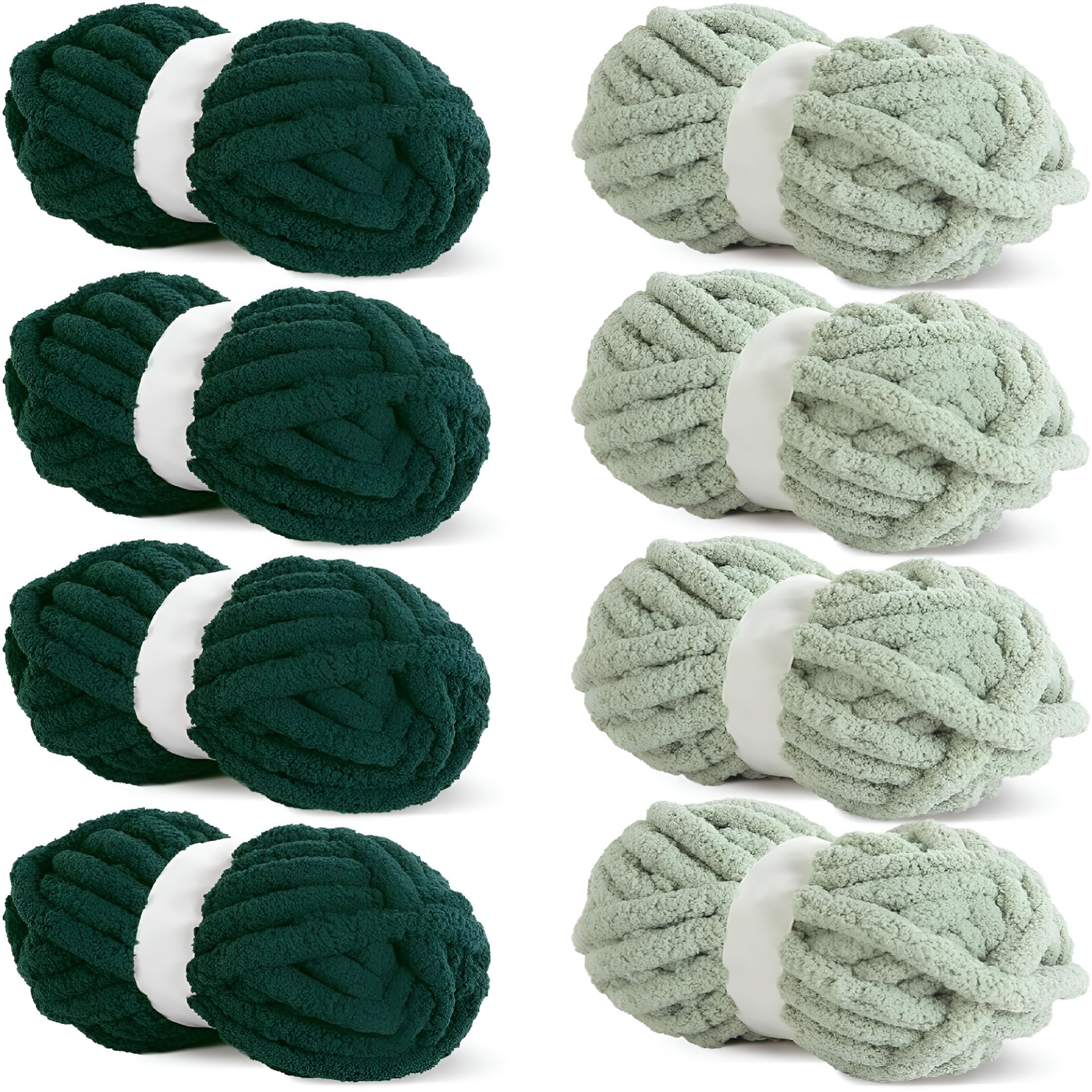 AUQ 2026 New 8Pcs Assorted Chunky Yarn for Crocheting,Super Bulky Large Soft Fluffy Yarn,Plush Fuzzy Yarn,Thick Chenille Yarn for Hand Knitting/Arm Knitting(27Yds,8 Oz Each Skein)