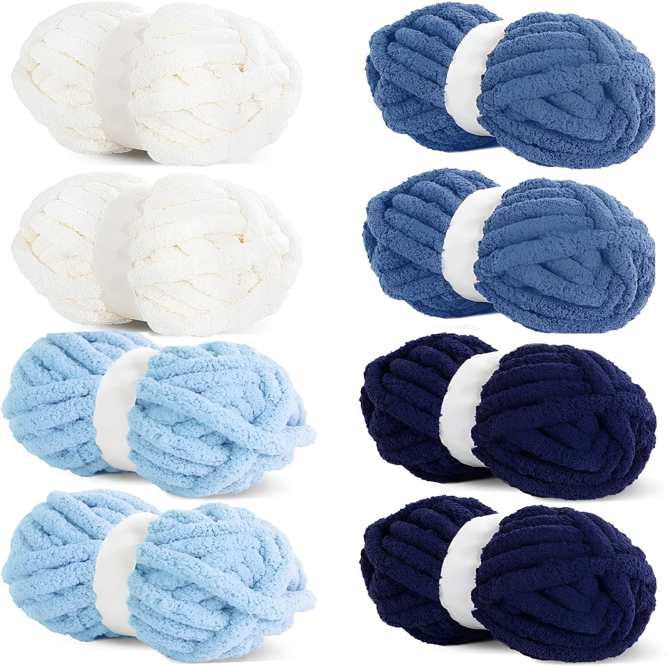 AUQ 2026 New 8Pcs Assorted Chunky Yarn for Crocheting,Super Bulky Large Soft Fluffy Yarn,Plush Fuzzy Yarn,Thick Chenille Yarn for Hand Knitting/Arm Knitting(27Yds,8 Oz Each Skein)