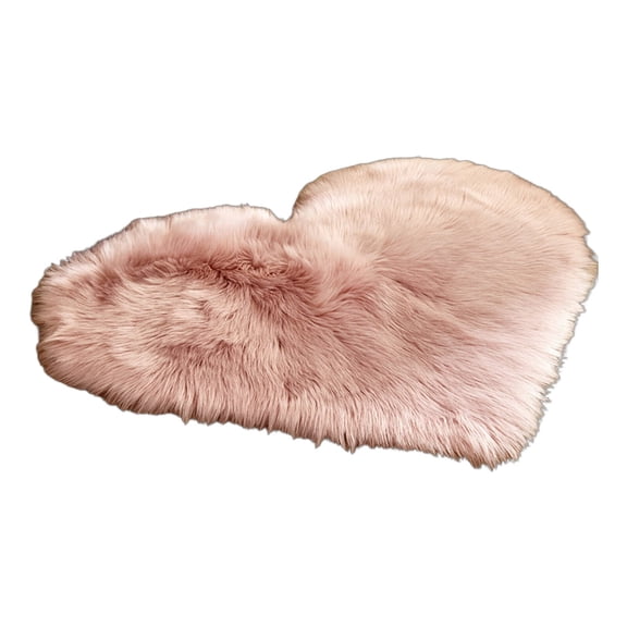 AUQ 2026 New Area Rug Faux Woolen Carpet Fluffy Rug Heart Pattern Plush Rug Light Pink for Bedroom Living Room Nursery Playroom Lounge Kids' Room