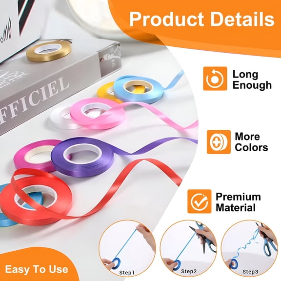 AUQ 2026 New Assorted Color Curling Ribbon Set-Perfect for Gift Wrapping,Crafting,And Decorative Uses-12 Vibrant Shades for Festive Occasions and Creative Projects