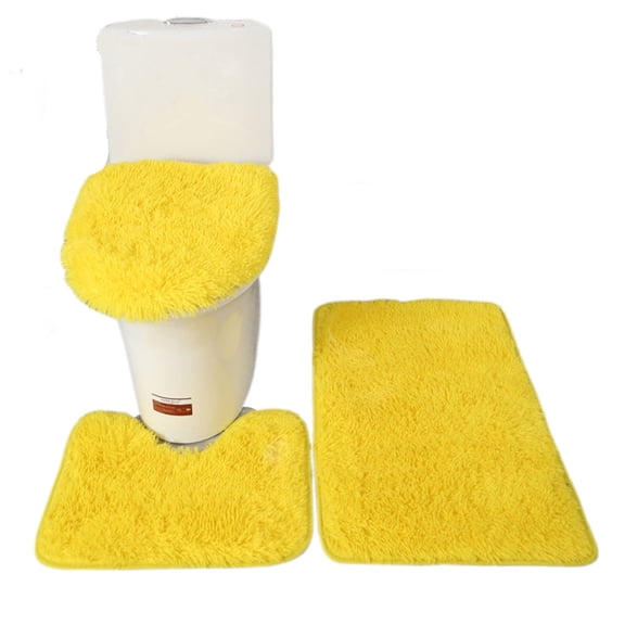 AUQ 2026 New Bathroom Rugs,Soft Modern Minimalist 3 Piece Bathroom Rug Set,Comfortable Non-Slip Bath Mats for Home Use,For Bathroom,Shower,Toilet,Yellow