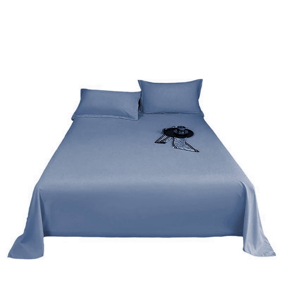 AUQ 2026 New Bed Sheets Eco Friendly Fabric Queen Sheets Enhances Room Aesthetic Deep Pocket Queen Sheets for Bedroom Guest Room Hotel Dark Blue