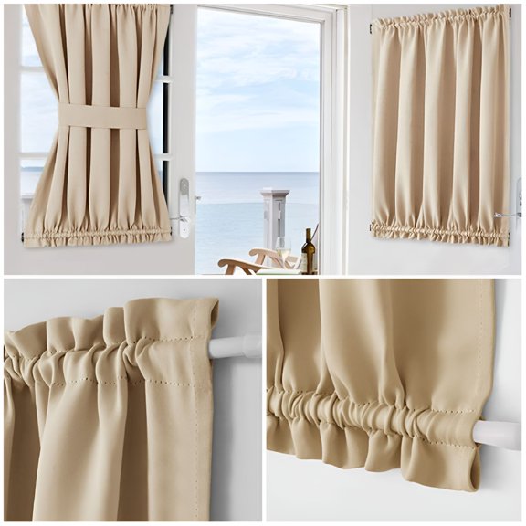 AUQ 2026 New Blackout Sidelight Curtain Panels,Room Darkening Thermal French Door Curtains with Top and Bottom Rod Pocket Tie for Bedroom, Living Room, Office, Nursery, 1 Panel,24.8X72Inch