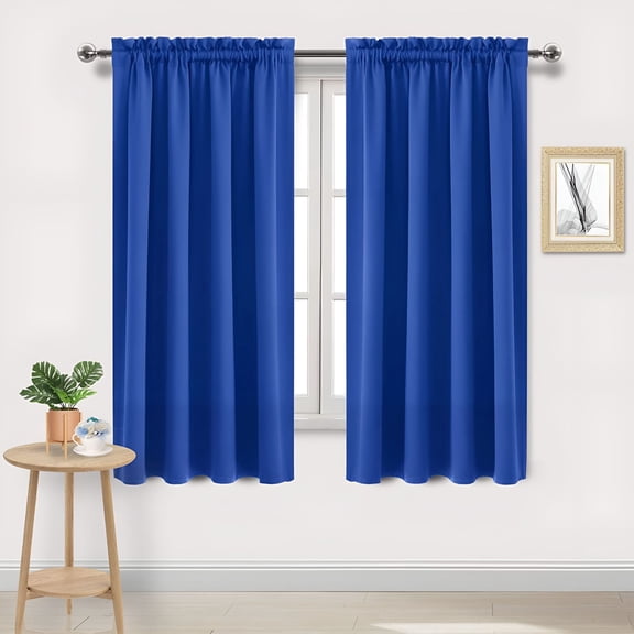 AUQ 2026 New Blue Blackout Curtains for Bedroom,Thermal Insulated Solid Curtains for Living Room,Full Light Blocking Sound Dampening Window Drapes,With Black Liner,38Wx54L,1 Panel