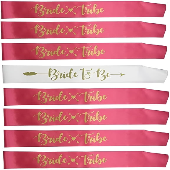 AUQ 2026 New Bride to Be Sash - 6 Pcs, Pink White Bridesmaid Sash | Team Bride Sash | Bachelorette Party Decorations Items Satin Bride to Be Decoration Set Combo