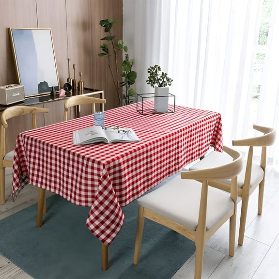AUQ 2026 New Checkered Vinyl Rectangle Tablecloth - 100% Waterproof Oil Proof Spill Proof Pvc Table Cloth,Wipe Clean Table Cover for Dining Table,Buffet Parties and Camping,(6 Sizes)
