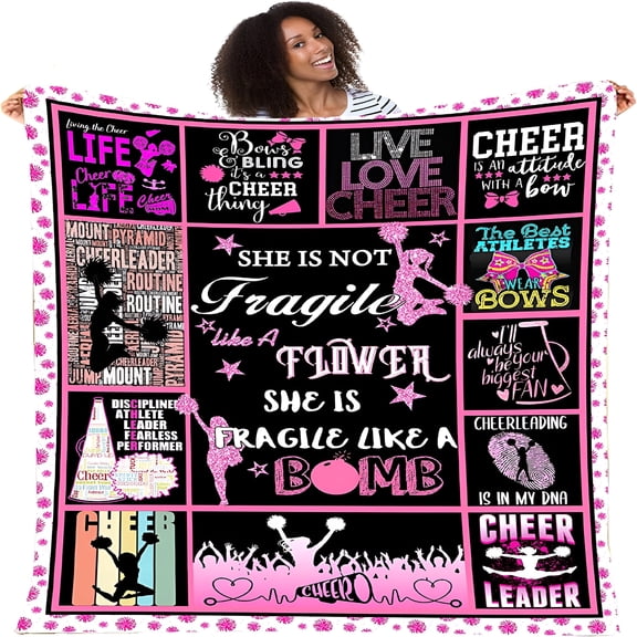 AUQ 2026 New Cheerleaders Blanket for Girls Cheerleading Gifts Throw Blanket Ultra-Soft Cheer Blanket Comfortable Flannel Blankets Birthday Christmas Gift Ideas for Teens Kids Blanket 80X60"