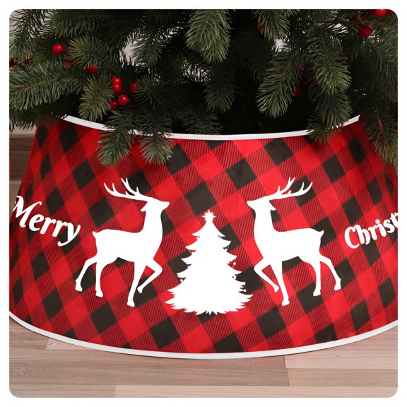 AUQ 2026 New Christmas Tree Collar Round 22 Inch Christmas Tree Skirt Glitter Sequins Tree Collar Ring for Artificial Trees Soft Velvet Tree Stand Cover for Christmas Tree Skirt Collar