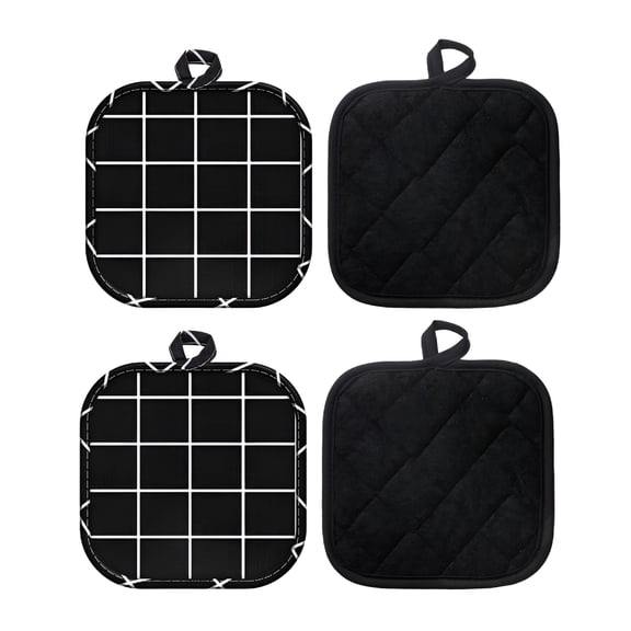 AUQ 2026 New Cotton Pot Holders Set,4Pcs,Heat Resistant Kitchen Hot Pads,17X17Cm,Multipurpose Quilted Design, for Kitchens, Stovetops, Baking, Cooking, Grilling, Meal Prep.