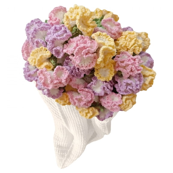 AUQ 2026 New Crochet Flowers Rose Bouquet Blanket Handmade Soft & Lightweight Romantic Rose Flower Bouquet Knitted Throw Blankets for Mother'S Day Birthday Home Decor Flower Bouquet Blanket