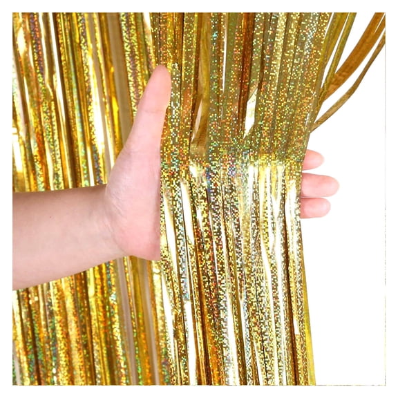 AUQ 2026 New Door Curtain Iridescent Sparkle Backdrop Curtains Creates Dynamic Backdrops Gold Backdrop Gold for Event Decor Weddings Photo Booths Parties Home Decor Celebrations