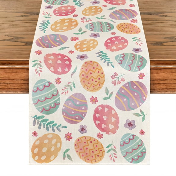 AUQ 2026 New Easter Table Runner Abrasion Resistant Table Runner 48 Inches Long Prompt Cleanup Linen Table Runner for Dining Party Home Style2