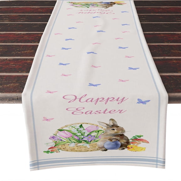 AUQ 2026 New Easter Table Runner Airy Thread Table Runners 72 Inches Long Non Slip Coating Farmhouse Table Runner Style2 for Easter Gatherings Dining Tables Spring Celebrations Holiday Meals.