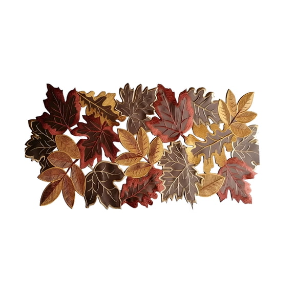 AUQ 2026 New Embroidered Fall Leaf Table Runner with Hollow Cut Maple Design Polyester Thanksgiving Table Decor for Dining Room Holiday Centerpiece Autumn Harvest Home Decor Fall Table Runner