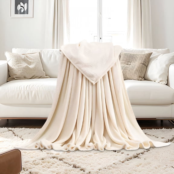 AUQ 2026 New Fleece Blanket Light White Throw Blankets for Couch&Bed,Luxury Plush Cozy Fuzzy Blanket 27X39In,Super Soft Warm Lightweight Throw Blanket for Travel Camping,1Pc,Light White Couch Blanket