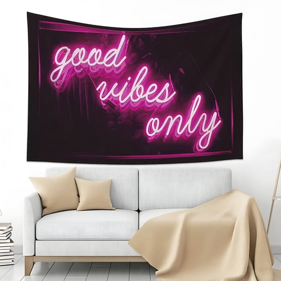 AUQ 2026 New Funny Tapestry 60 X 40" Good Vibes Only Flag Wall Hanging Window Design for Bedroom College Dorm Living Room Decor Banner for Bedroom, Dorm, Living Room, Office, Lounge