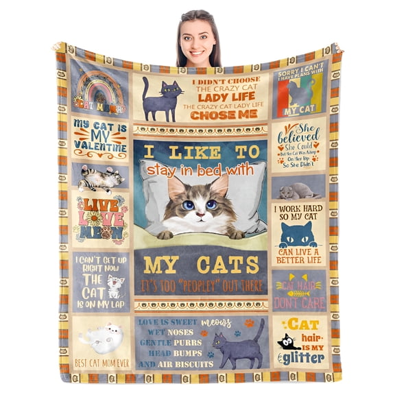 AUQ 2026 New Gifts for Cat Mom - Cat Gifts for Cat Lovers - Cat Lover Gifts for Women/Girl - Best Cat Mom Gifts - Funny Cat Gifts for Women - Cat Themed Gifts - Cool Cat Lady Gifts Blanket 50"X60"