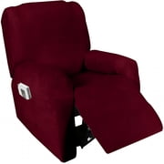 AUQ 2026 New Golden Linens One Piece Recliner Chair Cover,Fabric Stretch 4 Way Furniture Slipcovers with Remote Pocket,Furniture Protector,Fit Most Recliner Chairs,Burgundy