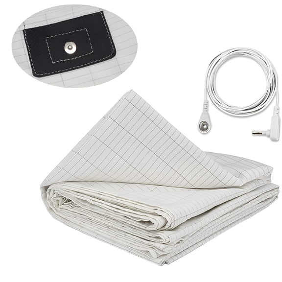 AUQ 2026 New Grounding Sheet Containing 5% Silver Fiber Organic Cotton Grounding Sheets with Grounding Cord Health Promotion Improve Sleep for Bedroom,Living Room,White,27X52Inch