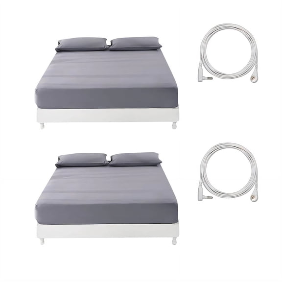AUQ 2026 New Grounding Sheets King,Organic Cotton Silver Conductivity Grounding Fitted Bed Sheets for Fatigue Relief,Relieve Fatigue King Size Fitted Sheet,183*213Cm