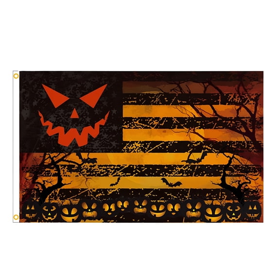 AUQ 2026 New Halloween Stripes Flag 3X5 Ft Large House Flag Party Yard Outdoor Decoration for Yard,Patio,Porch,Garden,Front Lawn