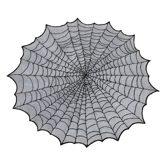 AUQ 2026 New Halloween Tablecloth Round,Black Spider Web Halloween Table Toppers 50" Halloween Table Lace Runner Cover for Halloween Decor Dining Table Centerpiece Halloween Table Decorations