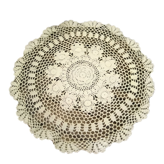 AUQ 2026 New Hand Weave Lace Round Doilies Crochet Hollow Out Small Tablecloth Vintage Table Cover Floral Furniture Decor for Coffee Table,Side Table,Desk