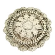 AUQ 2026 New Hand Weave Lace Round Doilies Crochet Hollow Out Small Tablecloth Vintage Table Cover Floral Furniture Decor for Coffee Table,Side Table,Desk