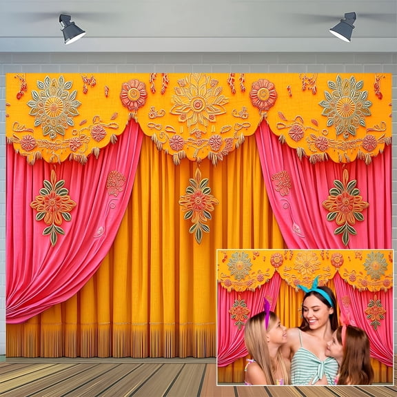 AUQ 2026 New Indian Backdrop Puja Decorations for Home Background Traditional Diwali Backdrop Mehndi Decorations Banner for Religious Festival Wedding Party Baby Shower Party Banner Supplies
