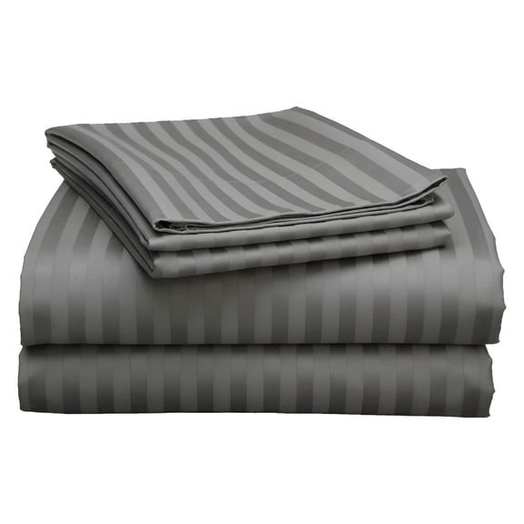 AUQ 2026 New Luxury 4 Piece Bed Sheets Set Queen Size - Silver Stripe 100% Pure Egyptian Cotton 800 Thread Count,Sateen Weave Sheet Set,Soft Long Staple Cotton,12" Deep Pocket