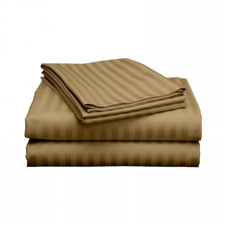AUQ 2026 New Luxury 4 Piece Bed Sheets Set Queen Size-Taupe Stripe 100% Pure Egyptian Cotton 800 Thread Count,Sateen Weave Sheet Set,Soft Long Staple Cotton,12 Inch Deep Pocket