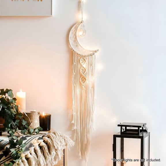 AUQ 2026 New Macrame Woven Wall Hanging Tapestry,Boho Handmade Moon Dream Catcher Art for Home for Living Room,Bedroom,Office,Studio Boho Wall Decor for Bedroom