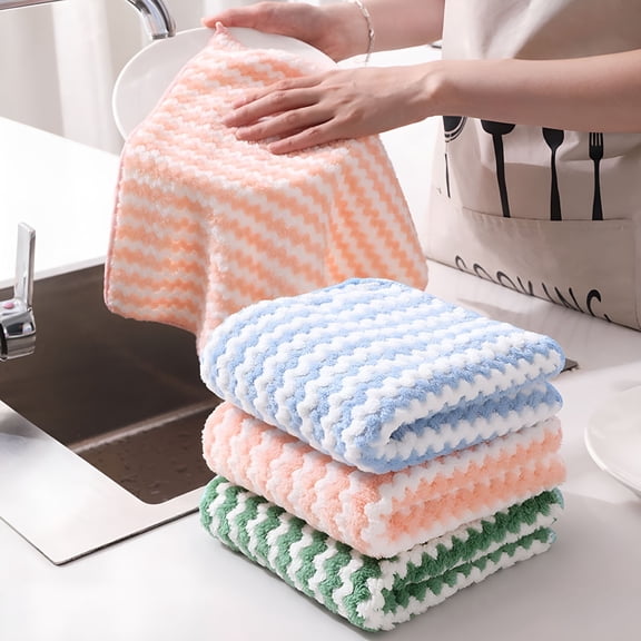 AUQ 2026 New Microfiber Cleaning and Drying Dishcloths,Absorbent Kitchen Towels,Soft Cotton Rags for Cleaning Supplies for Home,Kitchen,Restaurant,Cafe,Bar Green