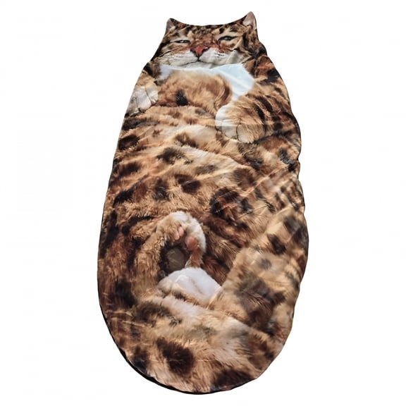 AUQ 2026 New Multi Cats Design Envelope Sleeping Bag for Napping and Relaxation,Adorable Cat-Shaped Sleeping Bag,Cat Lovers Cold Weather Sleeping Plush Indoor Sleeping Bag for Adult,Travel,Brown
