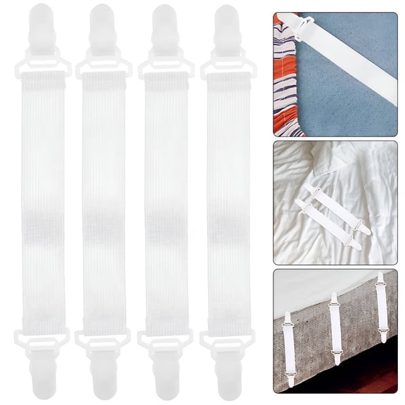 AUQ 2026 New Pack Elastic Bed Sheet Clips Garter Style with Hook and Rubber Button Clasp for Bed,Mattress,Home (White)