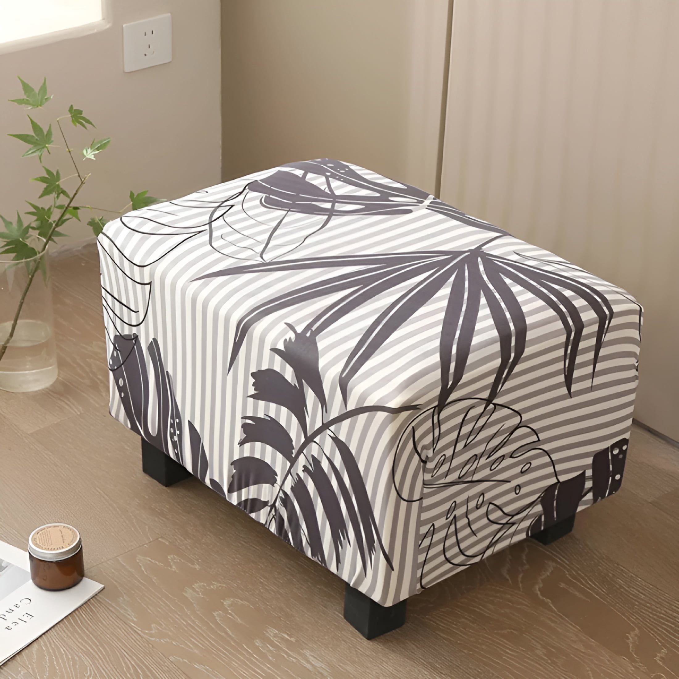 AUQ 2026 New Printed Storage Ottoman Slipcover,Stretch Stool Cover ...