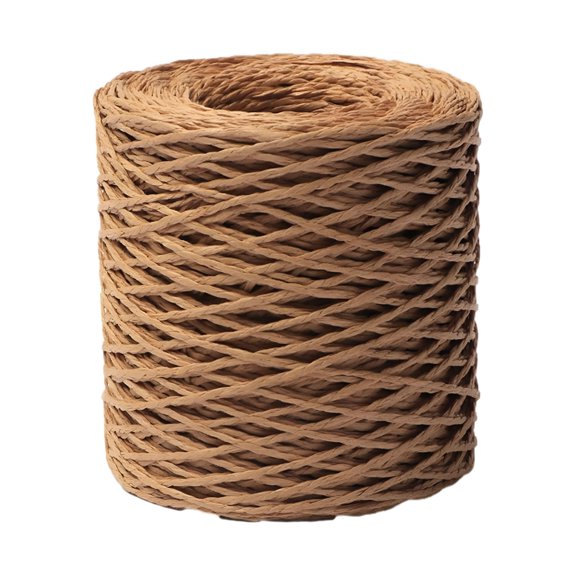 AUQ 2026 New Raffia for Crafts 150M Natural Raffia Yarn Raffia Yarn for Crocheting Raffia Paper Ribbon Natural Raffia Spool for Making Beach Bags Wrapping Decorations Brown
