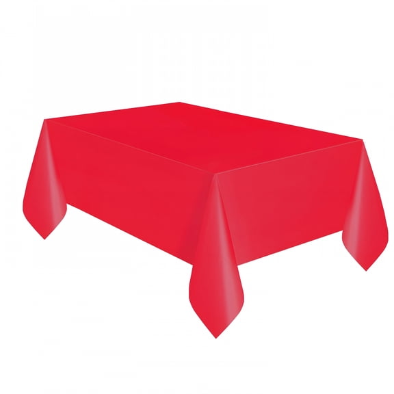 AUQ 2026 New Rectangular 54" X 108" Red Plastic Table Cover for Party, Picnic, Birthday, Wedding, Outdoor Events