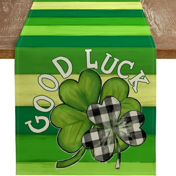 AUQ 2026 New Shamrock St. Patrick'S Day Table Runner,Seasonal Spring Lucky Kitchen Dining Table Decoration for Home Party Decor for Dining Room,Kitchen,Bar,Restaurant,Holiday 13 X 72"