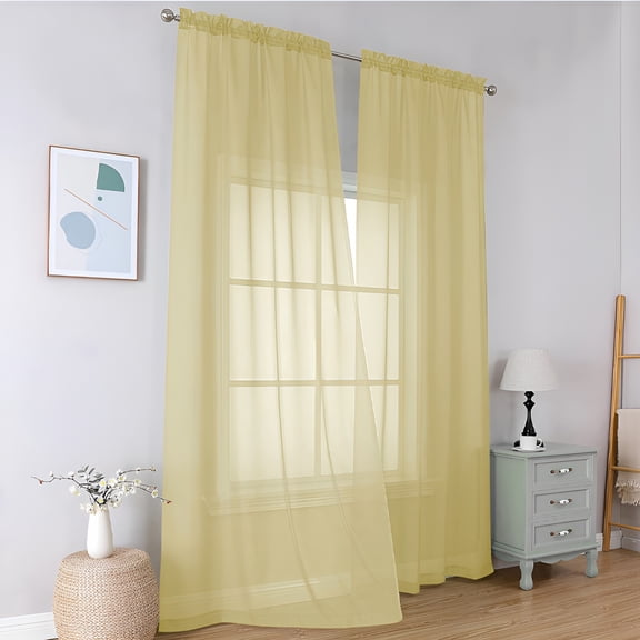 AUQ 2026 New Sheer Curtains 79 Inch,Yellow Curtain Window for Young Girl Bedroom Decoration, for Living Room, Study, Playroom, Dorm Rooms, Home Office