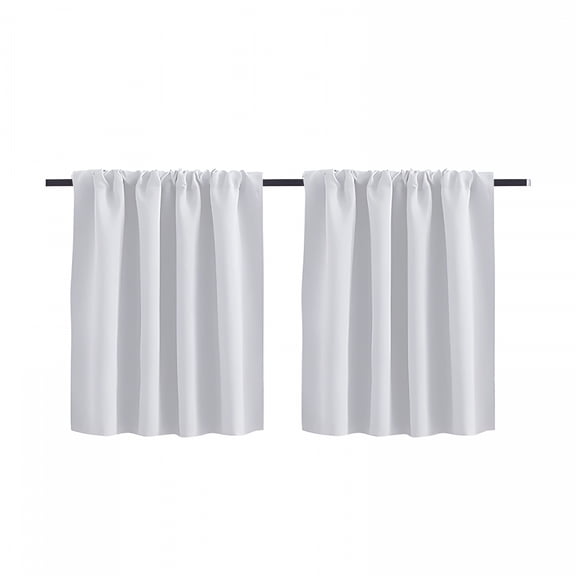AUQ 2026 New Short Window Curtains Tiers for Kitchen,Short Curtains for Windows Insulated 100% Blackout Curtains 24 Inch Length for Bathroom Basement Window,White