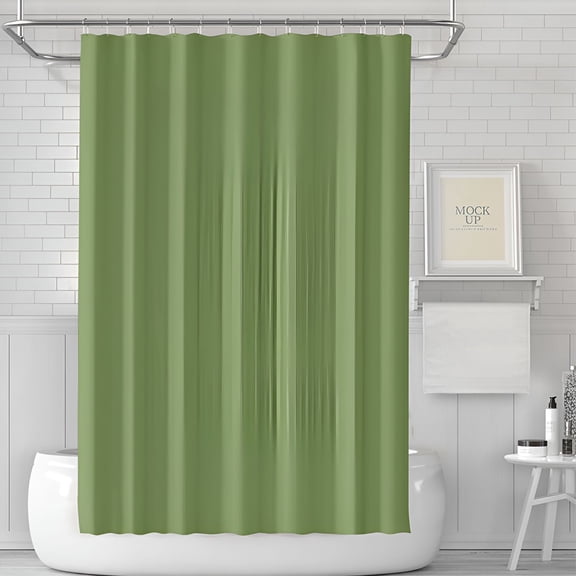 AUQ 2026 New Shower Curtain,Lasting Design Edge Shower Curtain Liner,Mold-Safe Zip Long Shower Curtain,Green1