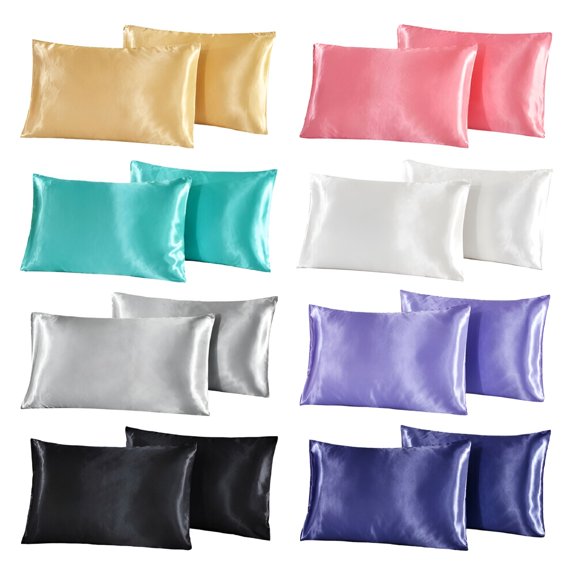 AUQ 2026 New Silk Pillowcase 2 Pack,Queen Size 20" X 30" Silk Pillow Covers,Both Side Comfortable Silk for Hair and Skin with Envelope Closure