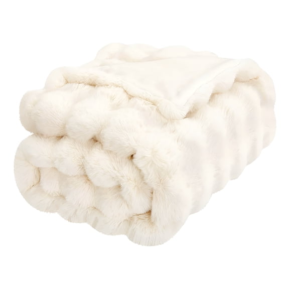 AUQ 2026 New Soft Fluffy Faux Fur Throw Blankets White Fuzzy Blanket for Couch Bed 60X80 Inches for Couch, Bed, Living Room, Bedroom, Cozy, Warmth, Lounging.