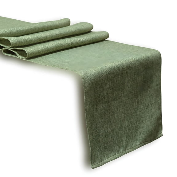 AUQ 2026 New Solid Faux Linen Unlined Table Runner 13 By 72"Es for Dining Table, Kitchen Table, Coffee Table, Buffet Table, Party - Moss