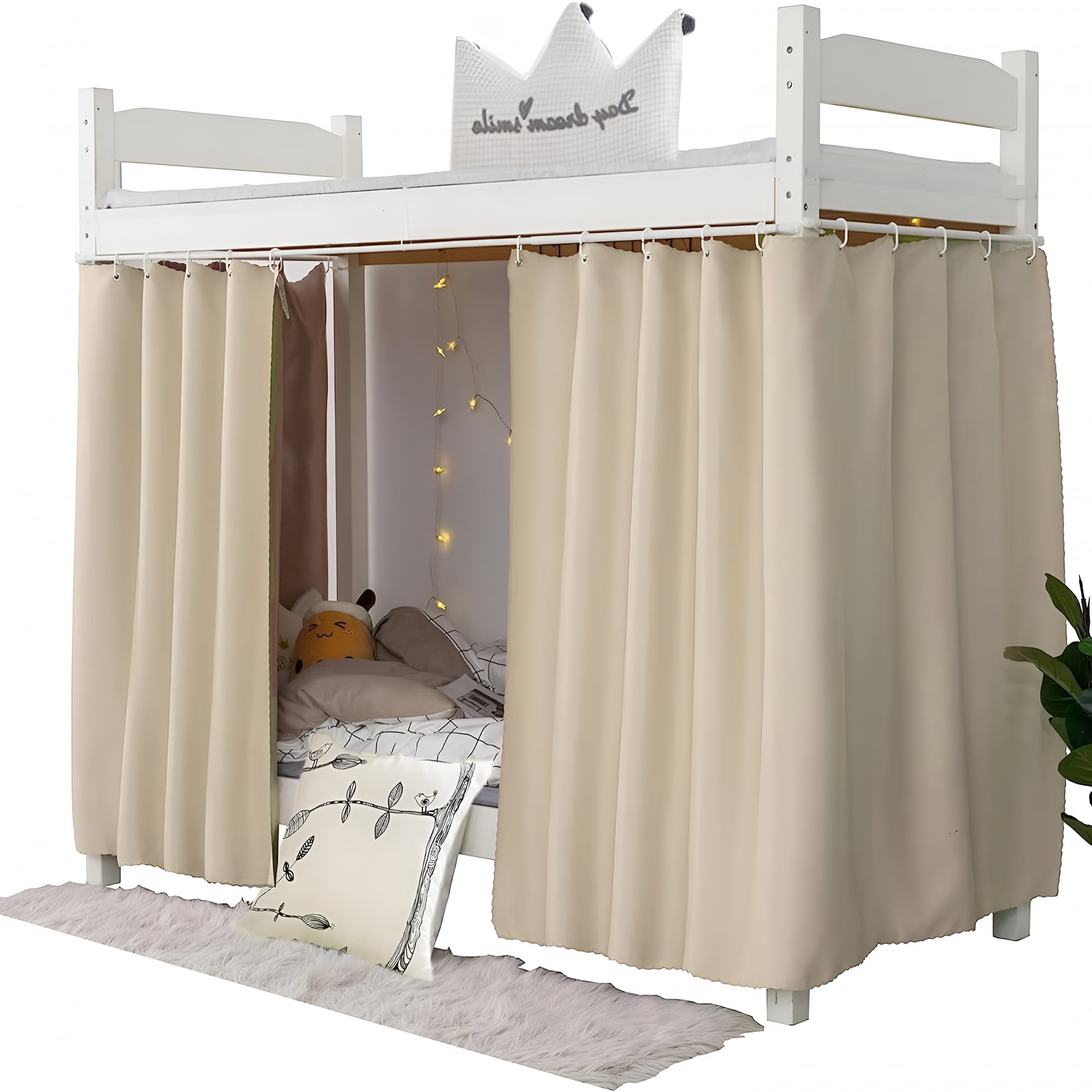 AUQ 2026 New Solid Thicken Blackout Bed Curtains,Bed Canopy for Single Sleeper,For Bedroom,Dorm,Room,2 Panels