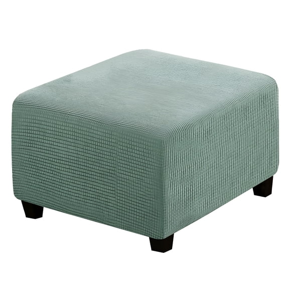 AUQ 2026 New Square Ottoman Cover Soft,Stretch Jacquard Ottoman Slipcovers Waterproof Non Slip Footstool Protector with Elastic Bottom Machine Washable - Gray Green