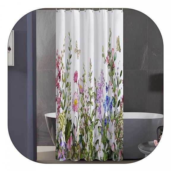 AUQ 2026 New Stall Shower Curtain,36X72 Inch Rv Bathroom Shower Curtains Set with Hooks,Spring Floral Bath Curtain,Waterproof Fabric for Rv, Bathroom, Camper, Guest Room, Spring Decor